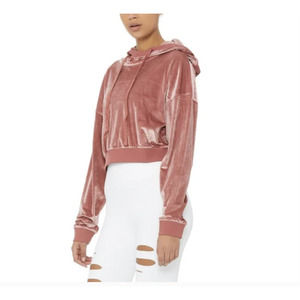 Alo Yoga Layer Velour Rosewood Hoodie Sweatshirt L